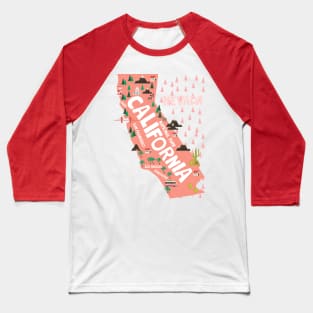 California illustrated map Baseball T-Shirt